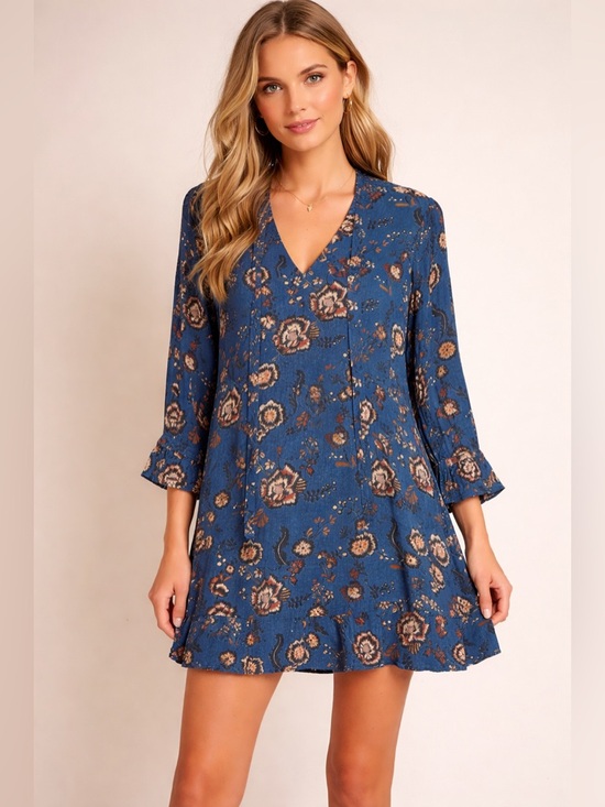 Anthropologie Dresses & Skirts - Anthropologie- Sanctuary Blue Floral V-Neck Mini Dress